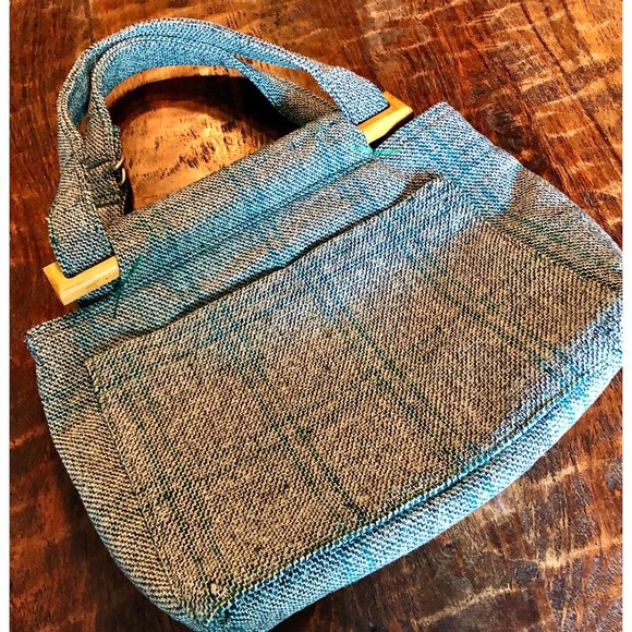Handmade Handbags - Wool Teal Vintage Purse/ Needlework Bag